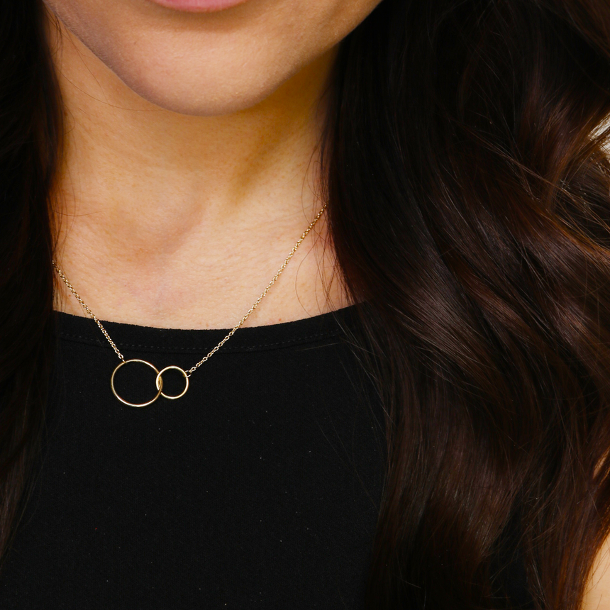 14K Gold Plated Circle Link Pendant Necklace